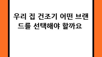 건조기 구매 가이드: 뽀송한 행복🧺✨